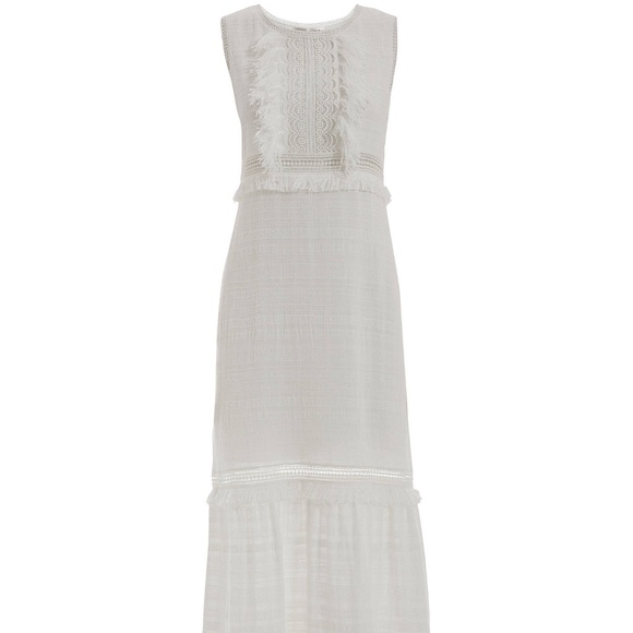 Max Studio Fringe Tiered Maxi Dress, Off White - Picture 1 of 9